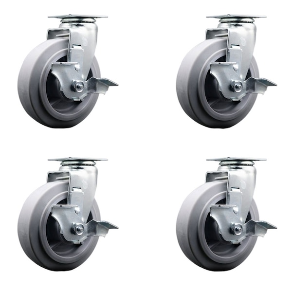 Tool Box Caster Wheel Set 6'' Thermoplastic Rubber Swivel Casters, 4PK